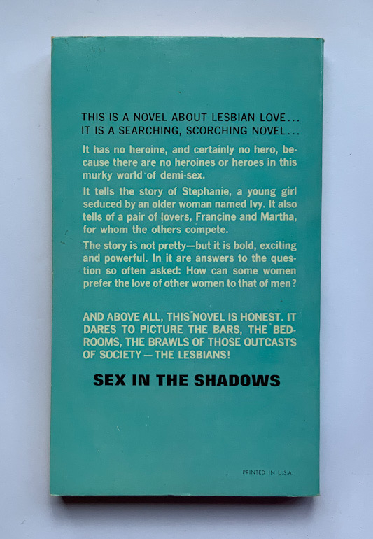 SEX IN THE SHADOWS United States Lesbian pulp fiction book